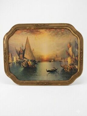 Vintage Richard Dey De Ribcowsky Framed Lithograph Print Ornate Wood Frame 14x18